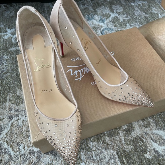 Christian Louboutin Beige Studded Heels - Picture 6 of 8